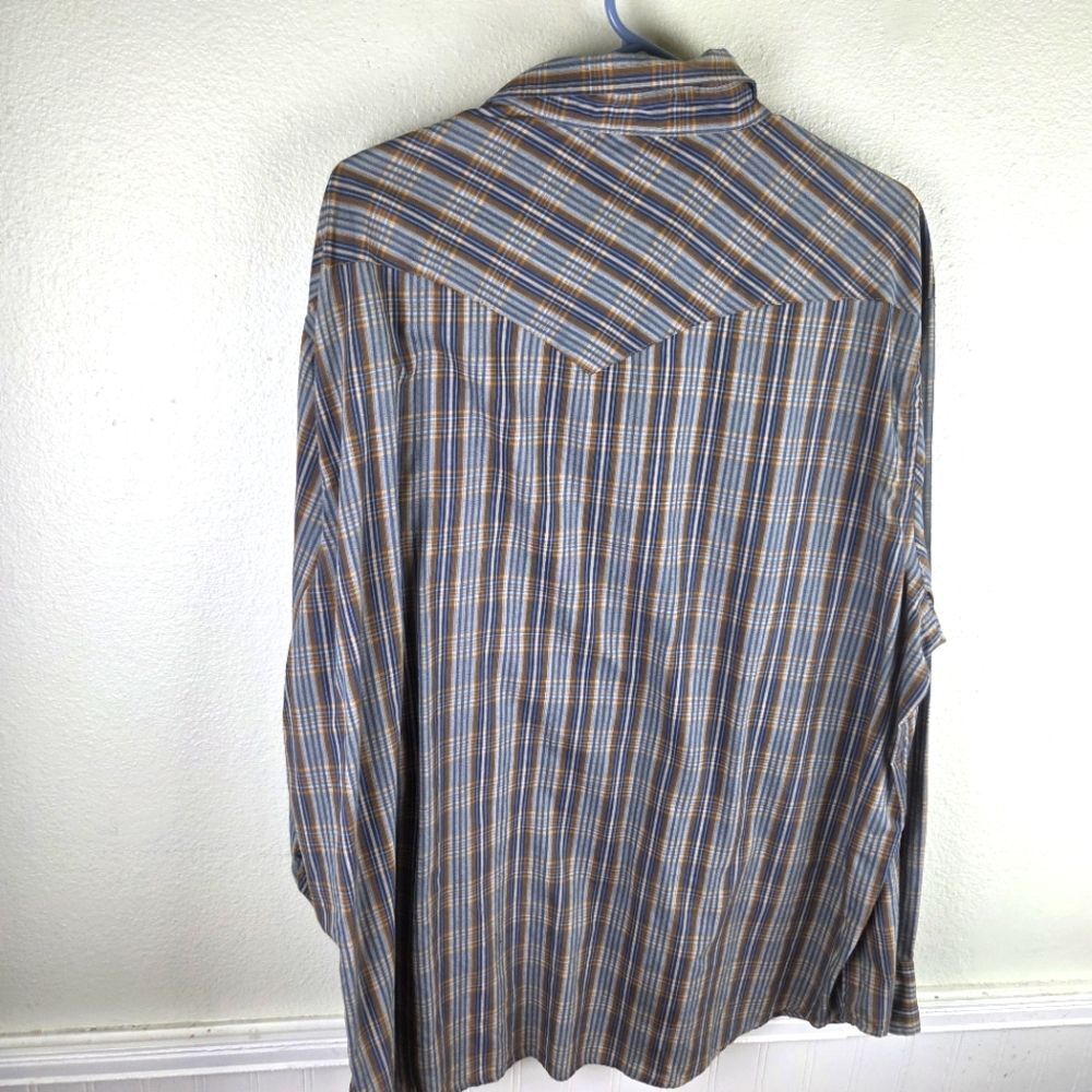 Men's Pendleton Brown Blue Snap Button Casual Pla… - image 2